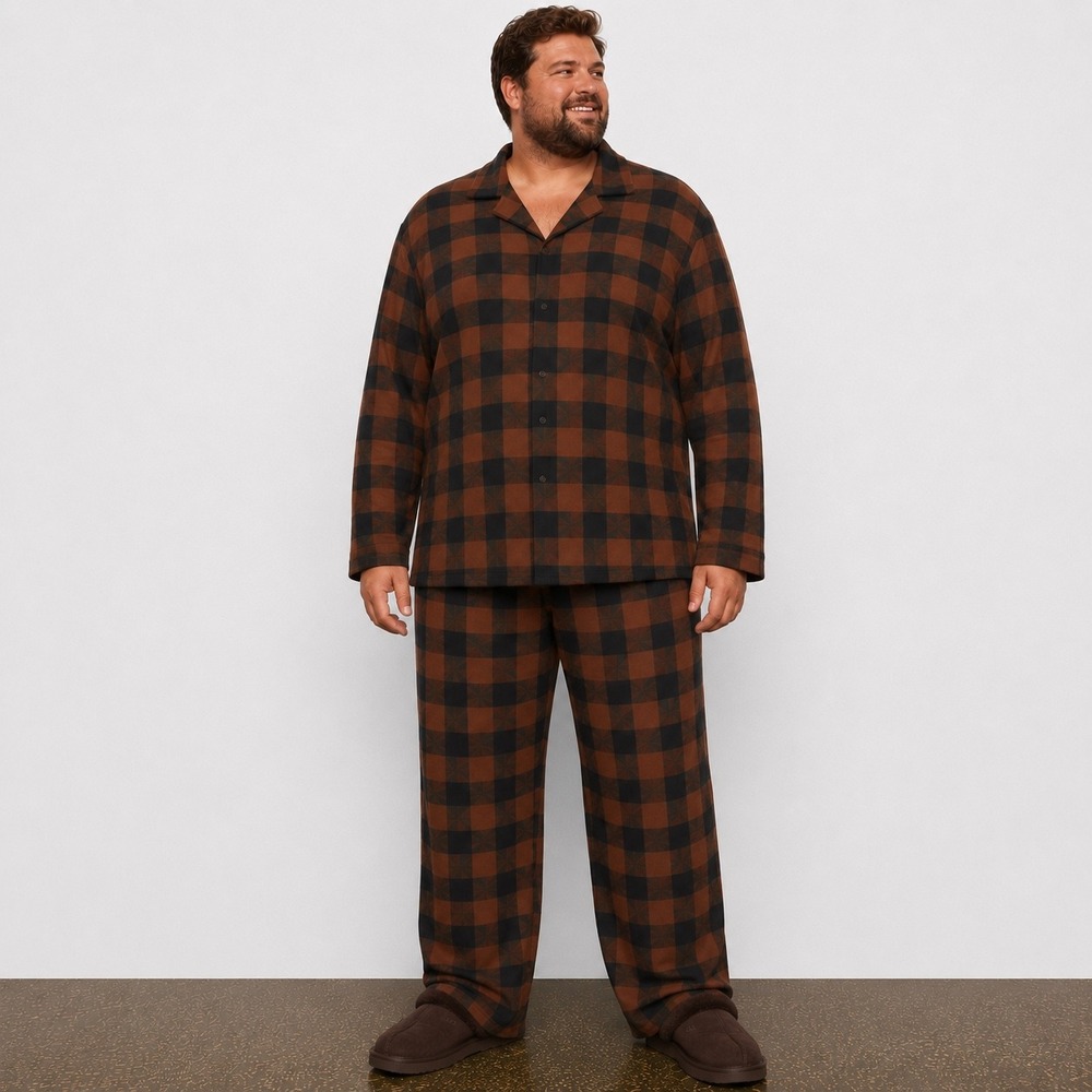 SKIMS Fleece Sleep Set Jasper Buffalo Check Pajama Set